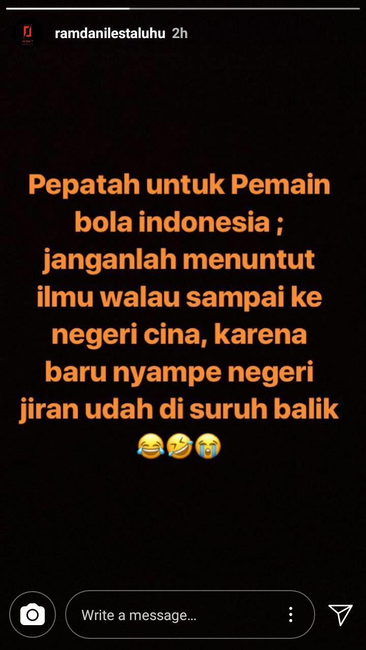 Screenshoot Instastory dari Ramdhani Lestaluhu Copyright: Instagram@ramdanilestaluhu