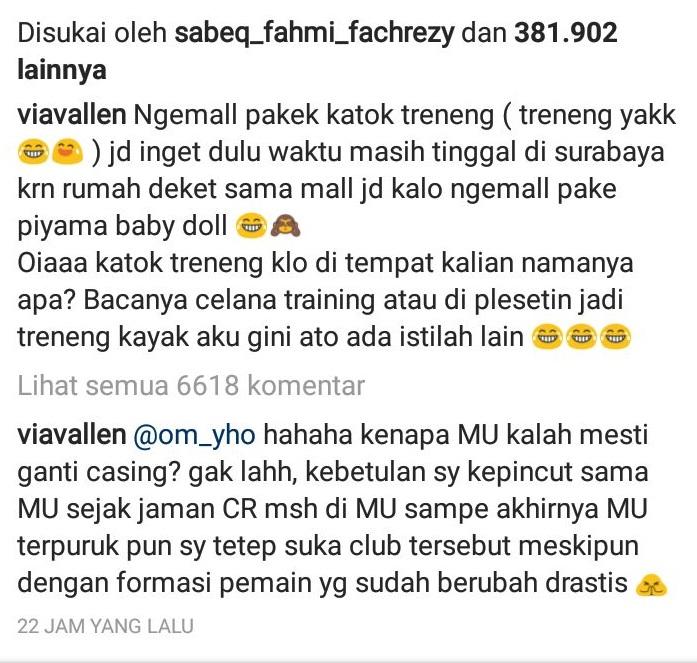 Jawaban Via Vallen di akun Instagram Copyright: Instagram/viavallen
