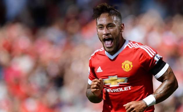 Neymar dengan ilustrasi mengenakan jersey Man United. Copyright: The Talon