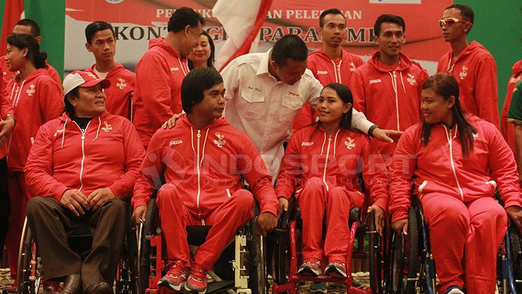 Pelepasan kontingen paralimpik Indonesia untuk Asian Paragames 2018. Copyright: Arief Setiadi/INDOSPORT