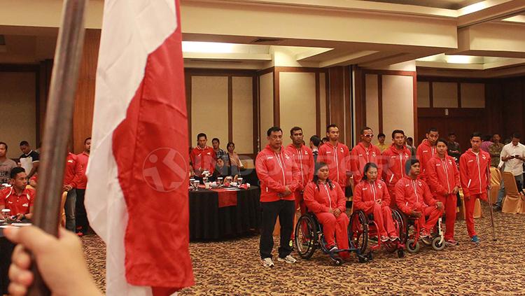 Pelepasan kontingen paralimpik Indonesia untuk Asian Paragames 2018. Copyright: Arief Setiadi/INDOSPORT