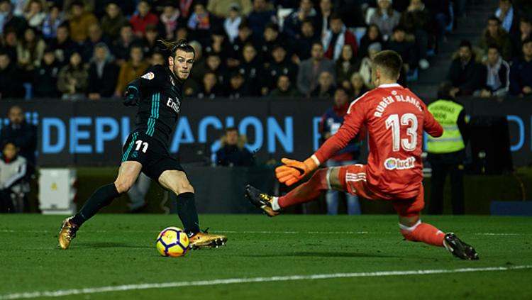 Gareth Bale saat membobol gawang Celta Vigo. Copyright: INDOSPORT