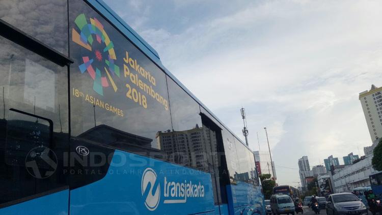 Logo Asian Games 2018 di Transjakarta.
