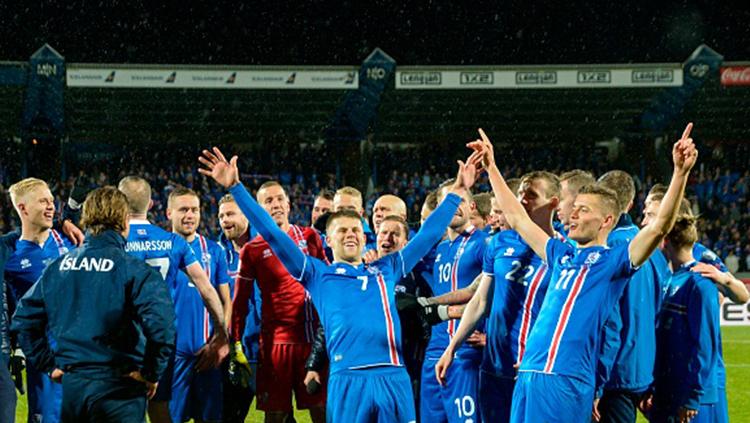 Selebrasi pemain Islandia. Copyright: INDOSPORT