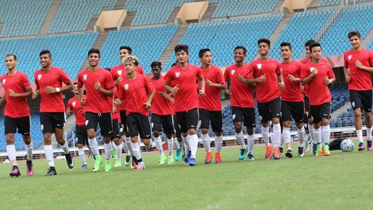 Tim Indian Arrows U-17 saat jalani latihan. Copyright: The Indian Express