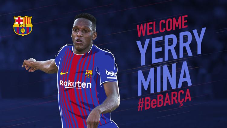 Yerry Mina resmi berseragam Barcelona. Copyright: Barcelona