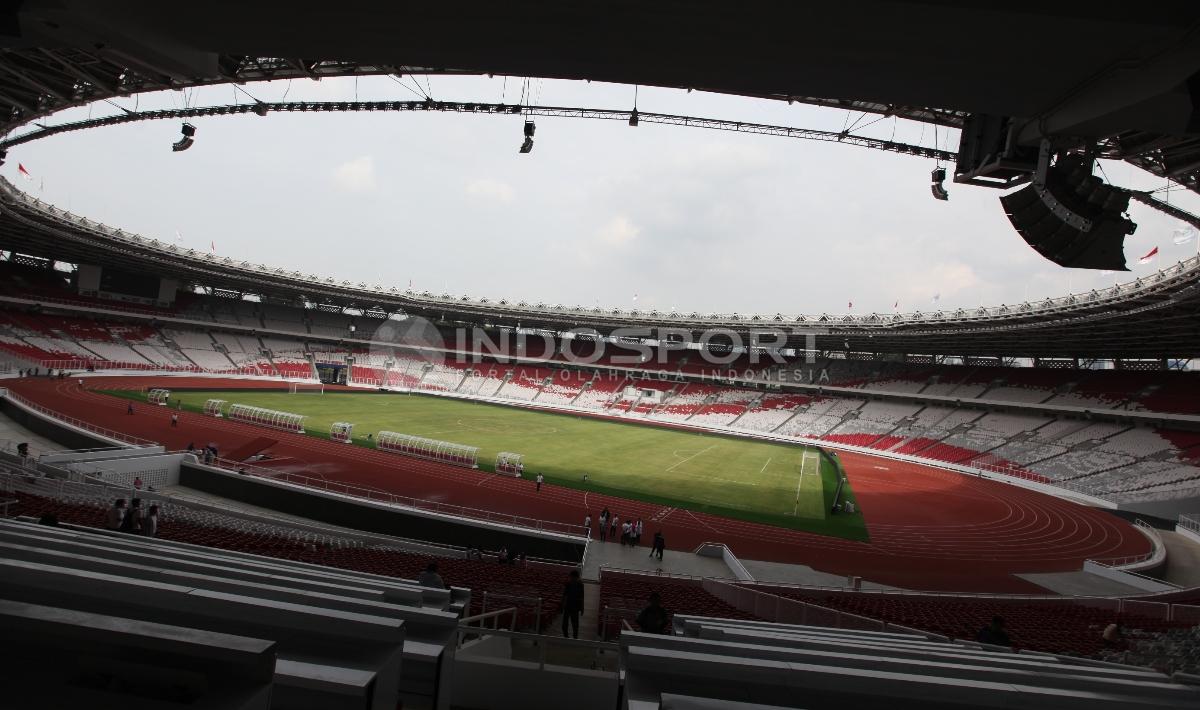 Situasi dalam stadion Gelora Bung Karno yang akan digunakan laga persahabatan antara Timnas Indonesia vs Islandia pada Minggu (14/01/18) mendatang. Herry Ibrahim Copyright: Herry Ibrahim/INDOSPORT