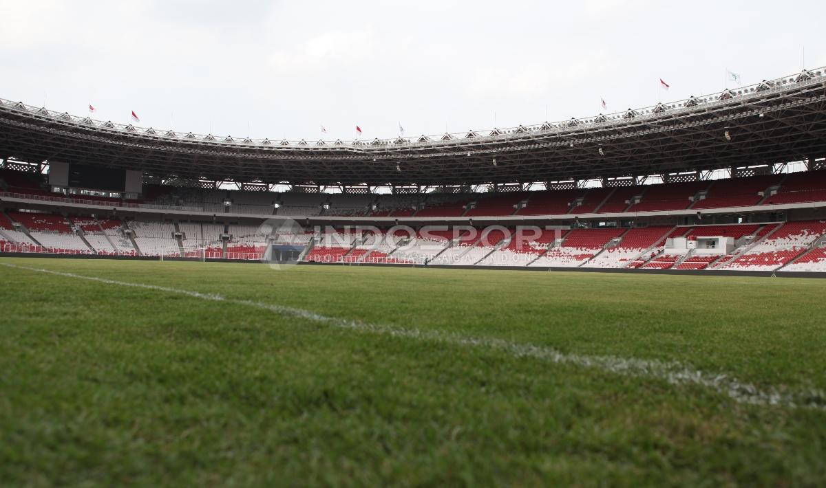 Rumput stadion sudah rapih untuk menyambut laga persahabatan Timnas Indonesia melawan Islandia. Herry Ibrahim