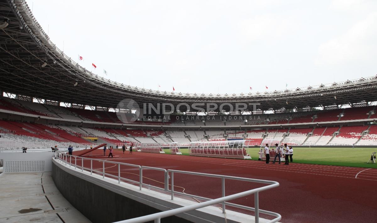 Situasi dalam stadion Gelora Bung Karno yang akan digunakan laga persahabatan antara Timnas Indonesia vs Islandia pada Minggu (14/01/18) mendatang. Herry Ibrahim Copyright: Herry Ibrahim/INDOSPORT