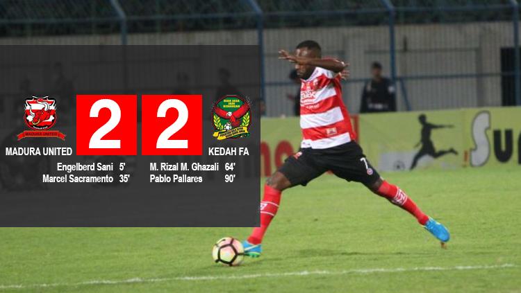 Hasil pertandingan Madura United vs Kedah FA.