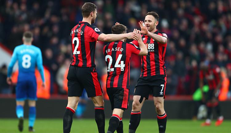 Para pemain Bournemouth merayakan kemenangan atas Arsenal Copyright: INDOSPORT