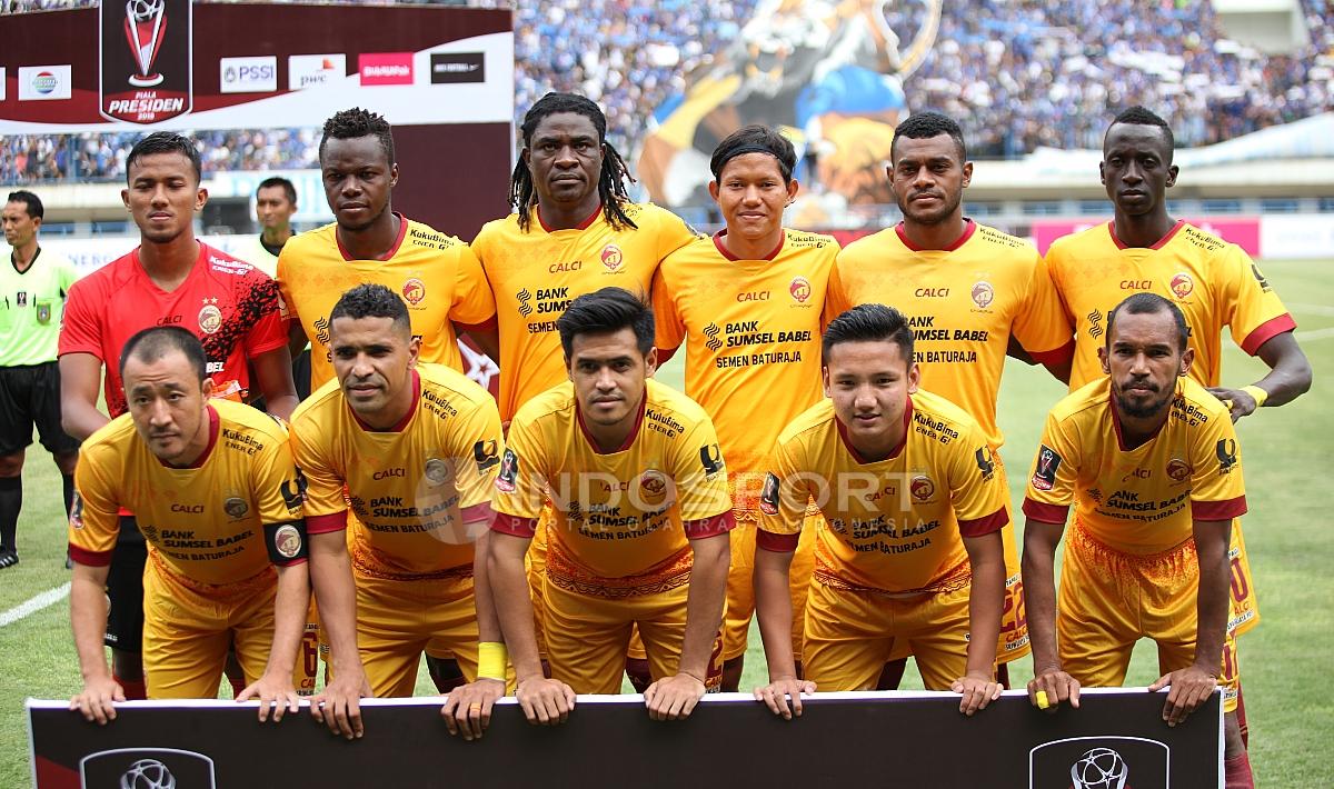 Skuad Sriwijaya FC pada laga pembukan Piala Presiden 2018. Herry Ibrahim