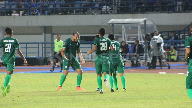 Selebrasi skuat PSMS Medan.