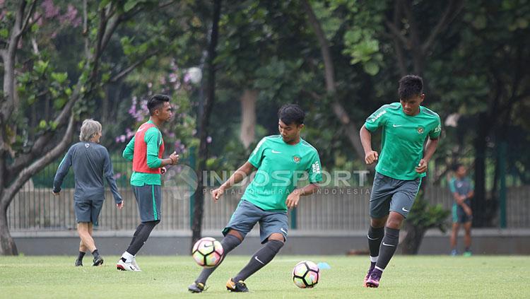Hargianto saat latihan bersama Timnas Indonesia.