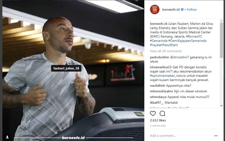 Julien Faubert sedang medical checkup bersama Borneo FC Copyright: instagram