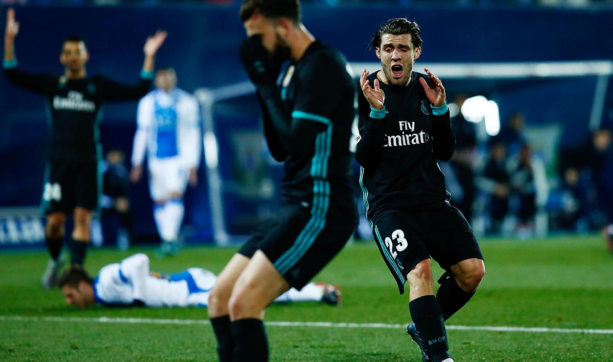 Ekspresi wajah Mateo Kovacic yang hampir mencetak gol ke gawang Leganes.