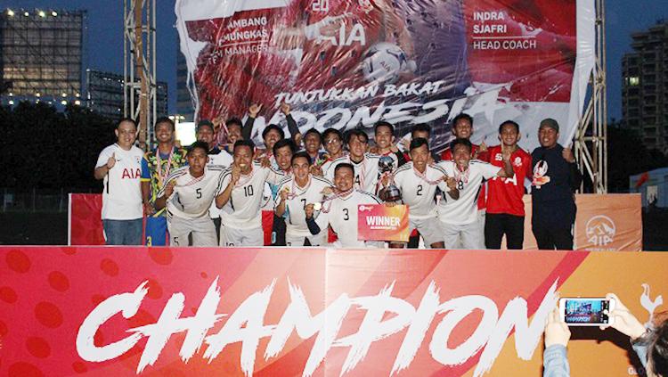 Maybank menjadi juara AIA Partner League 2018 usai mengalahkan BJB di pertandingan final dengan skor 1-0, di Lapangan Aldiron, Jakarta Selatan, Sabtu (20/1/2018). Copyright: Istimewa