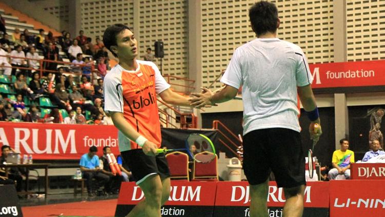 Pebulutangkis ganda putra Indonesia, Angga Pratama dan Mohammad Ahsan.