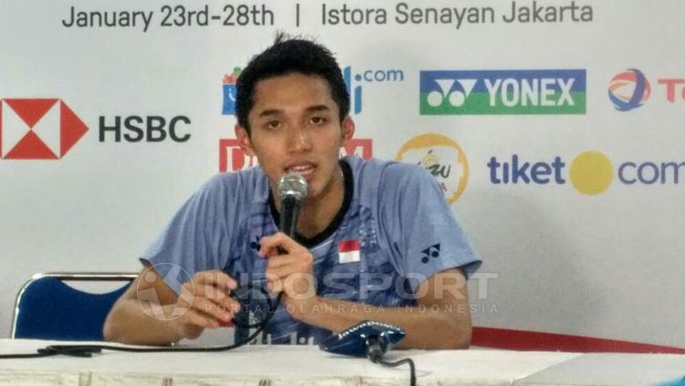 Jonatan Christie dalam jumpa pers. Copyright: Petrus Manus Da Yerimon/INDOSPORT