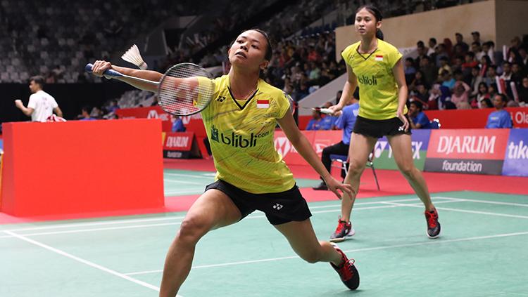 Della Destiara Haris dan Rizki Amelia Pradipta akan berlaga di semifinal Indonesian Masters 2019 melawan wakil China.