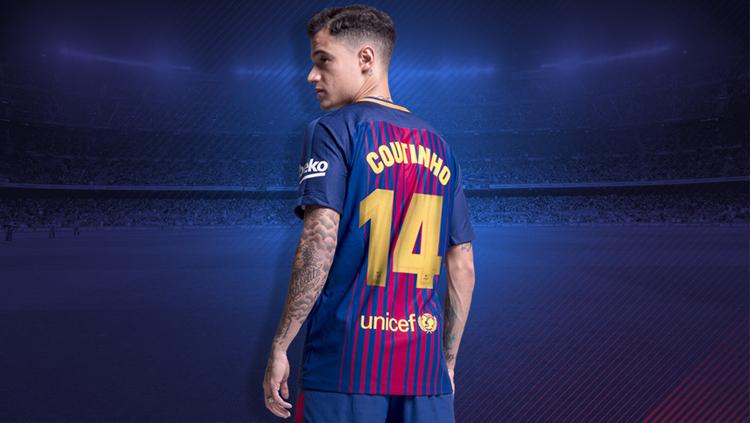 Philipe Coutinho menyandang nomor punggung 14. Copyright: Barcelona