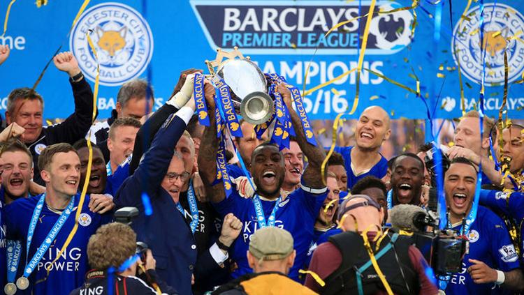 Leicester City saat juara Liga Primer Inggris 2015-16 bersama Claudio Ranieri. Copyright: Getty Images
