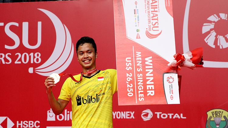 Anthony Sinisuka Ginting raih gelar juara Indonesia Masters 2018.