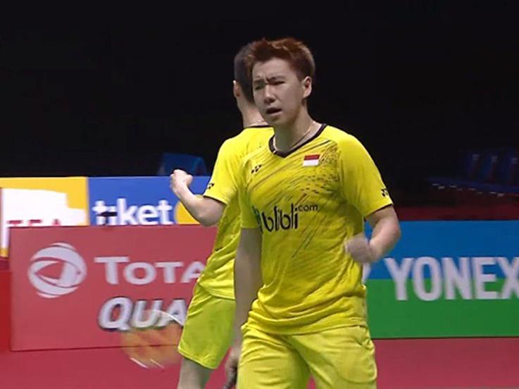 Kevin Sanjaya Sukamuljo dan Marcus Fernaldi Gideon raih gelar juara Indonesia Masters 2018. Copyright: Badminton Talk