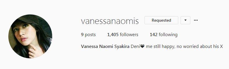 Selingkuhan Deni Copyright: Instagram/vanessanaomis