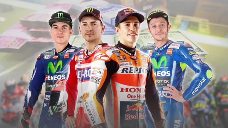 Kiri-kanan: Maverick Vinales, Jorge Lorenzo, Marc Marquez, dan Valentino Rossi. - INDOSPORT
