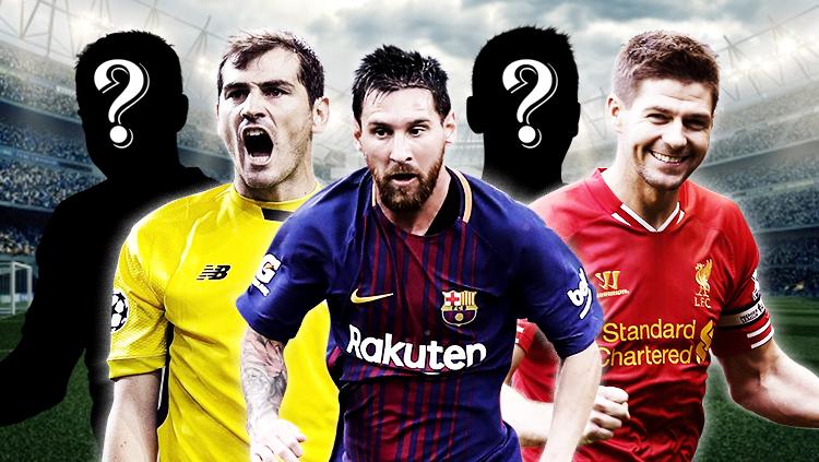 Iker Casillas, Lionel Messi, dan Steven Gerrard.