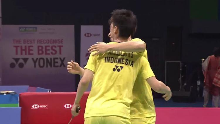 Kevin Sanjaya Sukamuljo dan Marcus Gideon keluar sebagai juara India Open 2018.