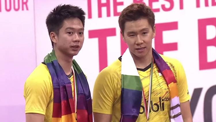 Kevin Sanjaya Sukamuljo dan Marcus Gideon keluar sebagai juara India Open 2018. Copyright: Twitter