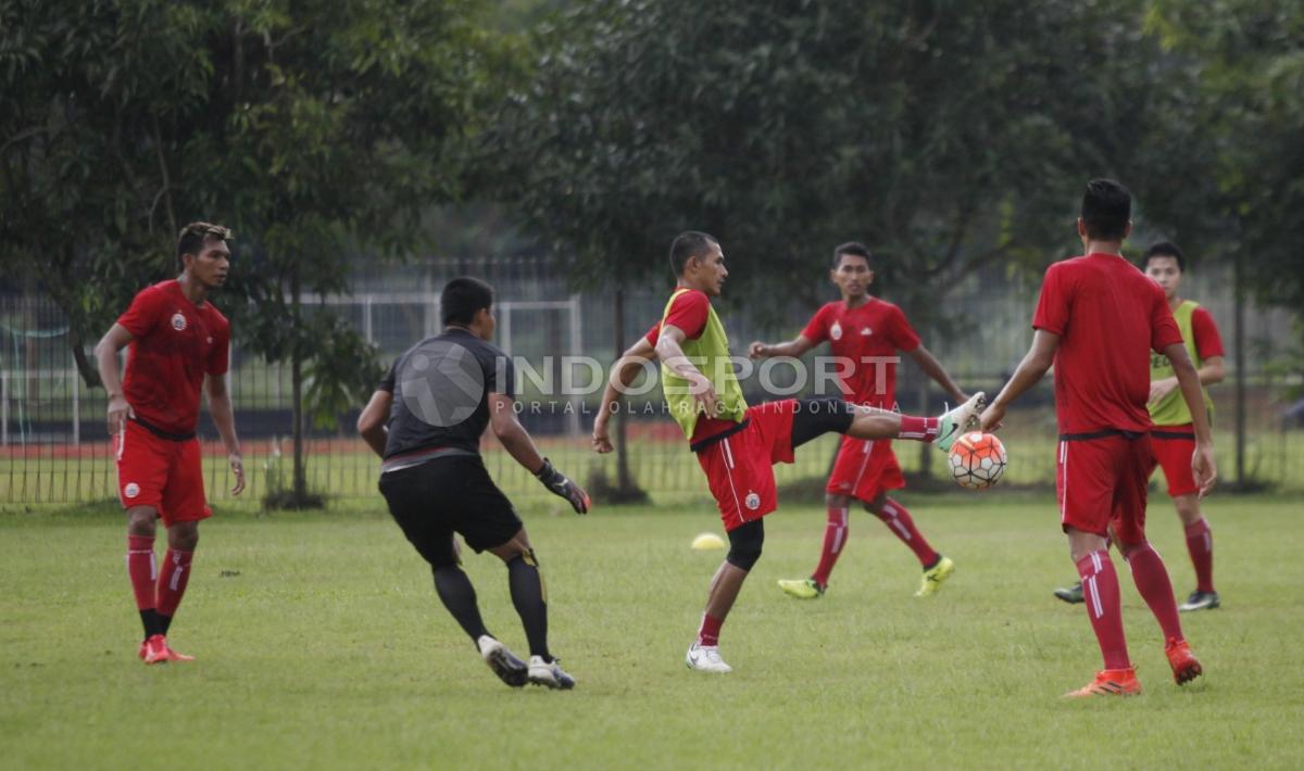 Latihan para pemain Persija Jakarta jelang semifinal Piala Presiden 2018 lawan PSMS Medan.