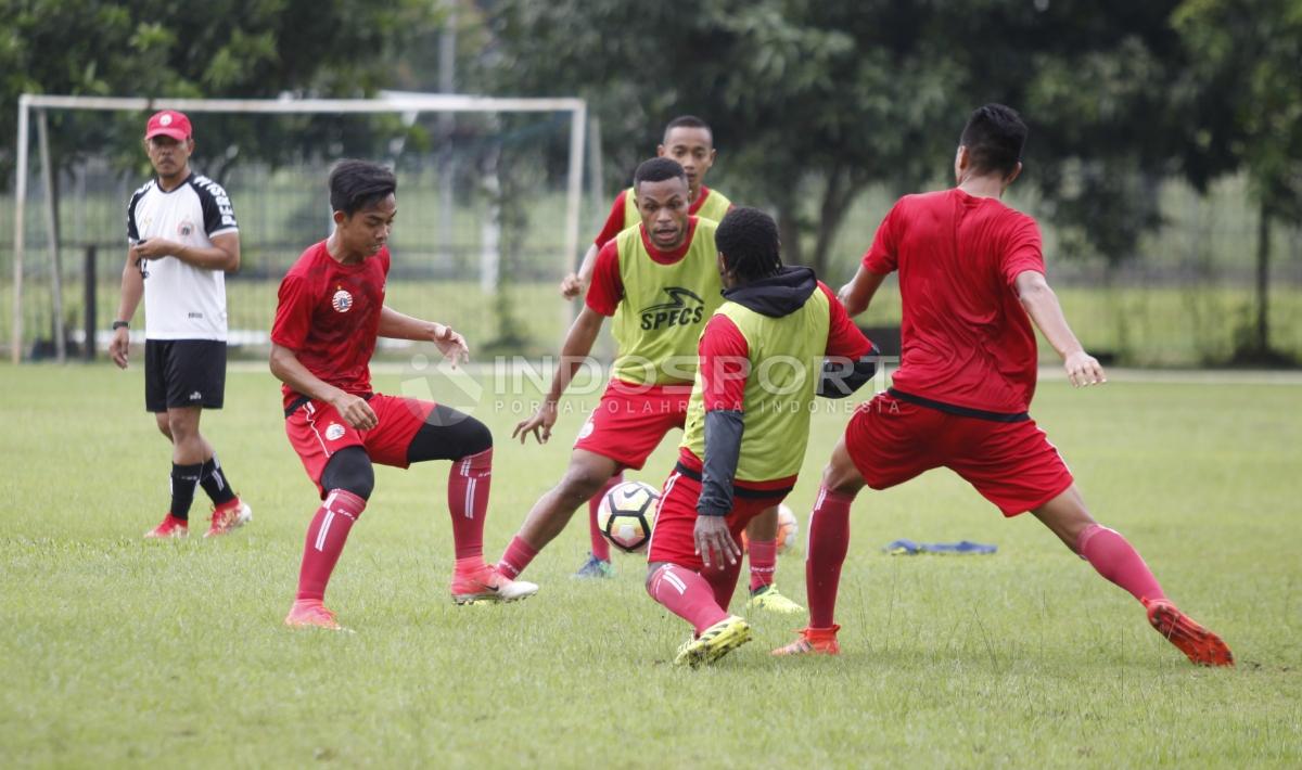 Latihan para pemain Persija Jakarta jelang semifinal Piala Presiden 2018 lawan PSMS Medan.