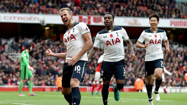 Harry Kane saat merayakan gol. Copyright: INDOSPORT