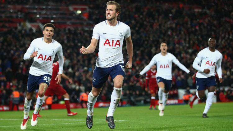 Harry Kane saat merayakan gol. Copyright: INDOSPORT