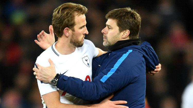 Harry Kane danMauricio Pocchettino. Copyright: INDOSPORT