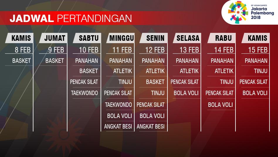 Jadwal Pertandingan Asian Games 2018 Copyright: Grafis:Yanto/Indosport.com