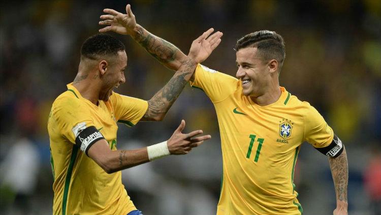 Neymar dan Coutinho saat membela timnas Brazil Copyright: sport.es