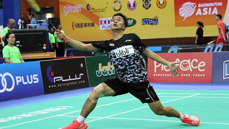 Anthony Sinisuka Ginting di laga pertama tunggal putra Asian Badminton Championship 2018 Copyright: Humas Pelatnas PBSI
