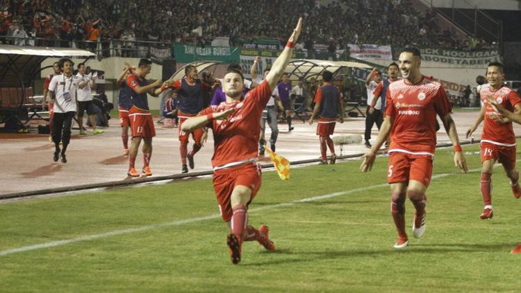 Marko Simic melakukan selebrasi. Copyright: Media Persija