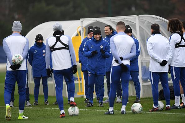 Antonio Conte  dalam sesi latihan bersama Chelsea Copyright: Getty Images