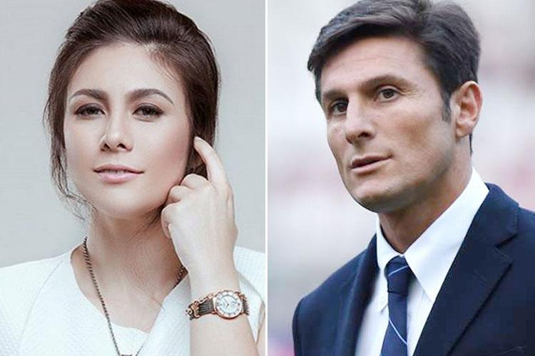Wulan Guritno vs Javier Zanetti Copyright: Indosport.com