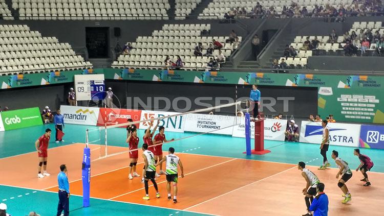 Tim Voli Indonesia saat bertanding di tes Event Asian Games 2018.