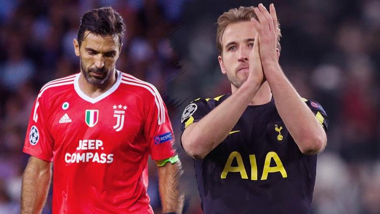 Gianluigi Buffon dan Harry Kane. Copyright: INDOSPORT