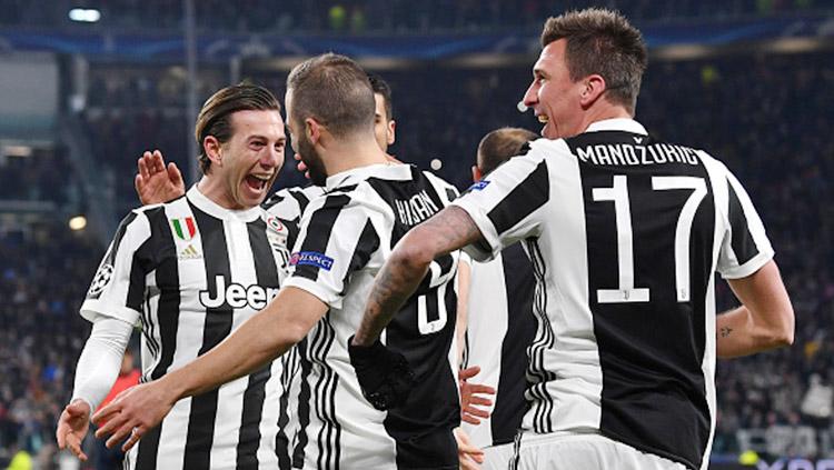 Aksi selebrasi para pemain Juventus pada laga saat melawan Tottenham Hotspur. Copyright: INDOSPORT