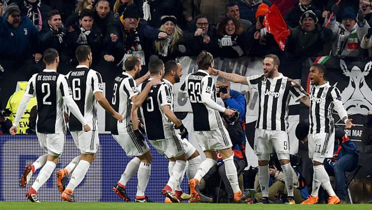 Aksi selebrasi para pemain Juventus pada laga saat melawan Tottenham Hotspur. Copyright: INDOSPORT