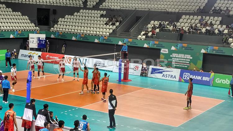 Tim Voli Indonesia saat bertanding di tes Event Asian Games 2018.