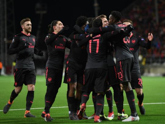 Arsenal unggul 3-0 atas Ostersunds di leg pertama babak 32 besar Liga Europa. Copyright: INDOSPORT